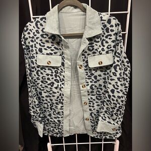 Leopard Print Button-Up Shirt